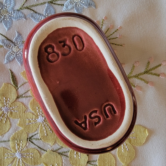 Vintage Burgundy 1930's CamArk Pottery Nesting Creamer Suger Set - Picture 6 of 11